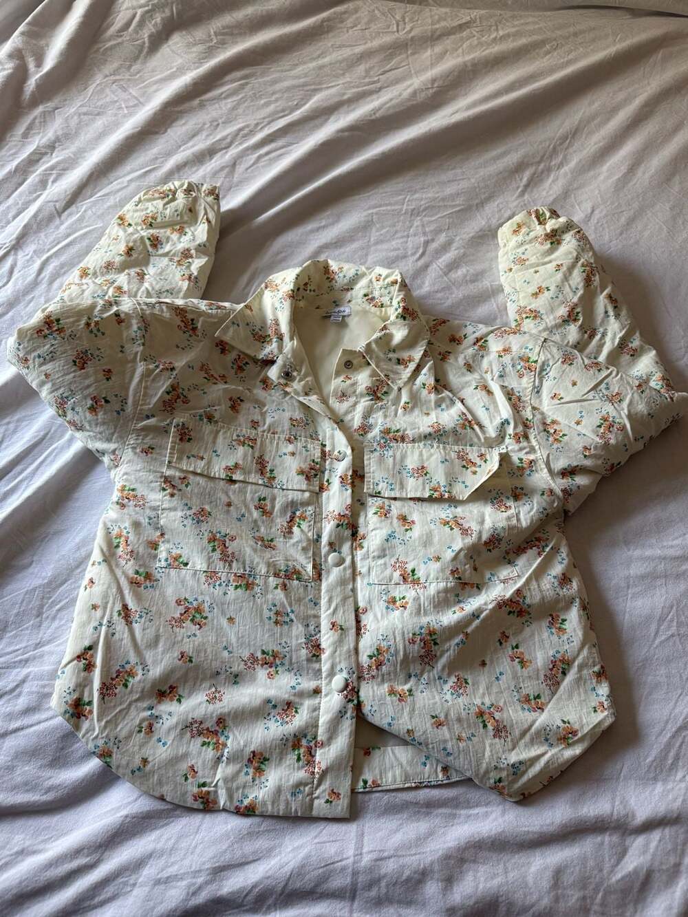 Lovefire Floral Padded Quilted Button Up Jacket XS